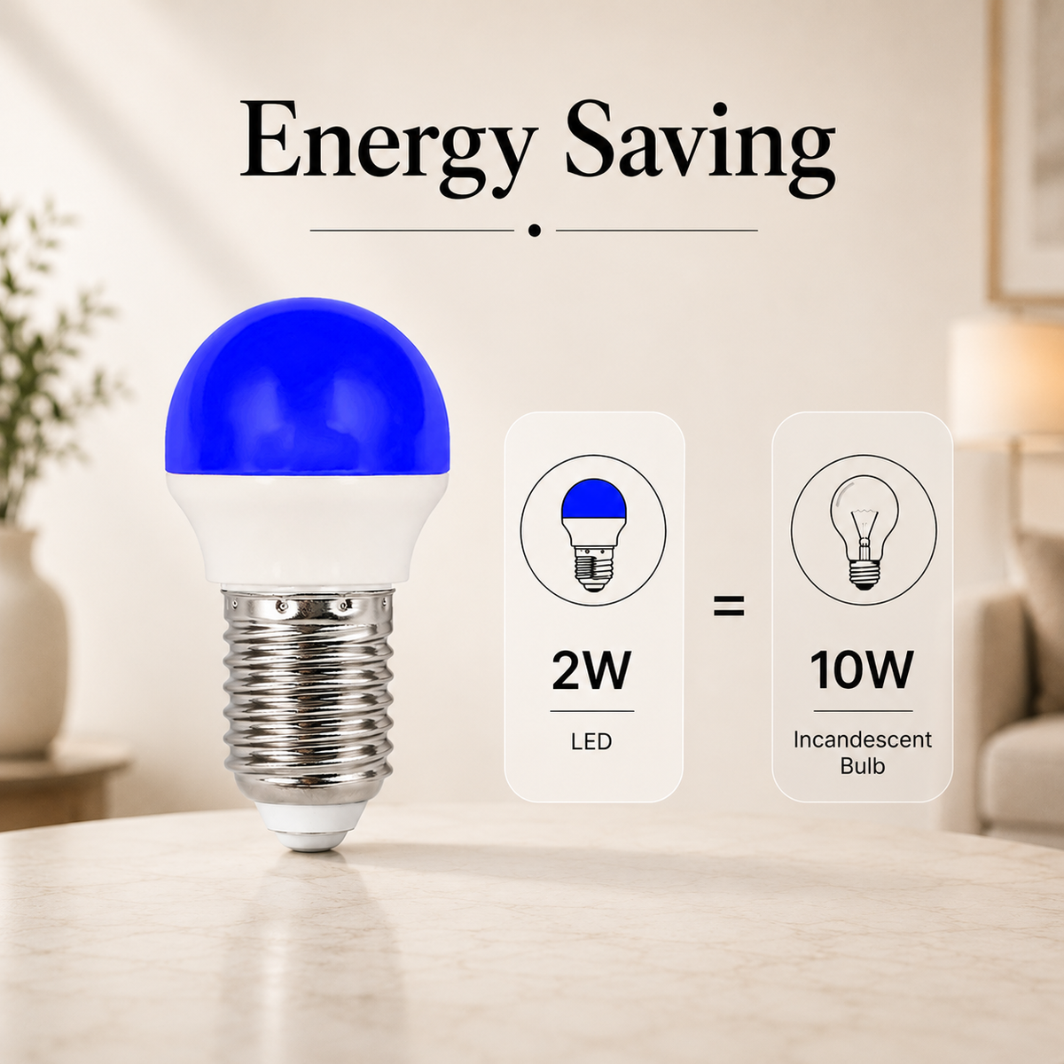 Bec LED G45 E27, albastru, 2 W, 180 lm, 220 V