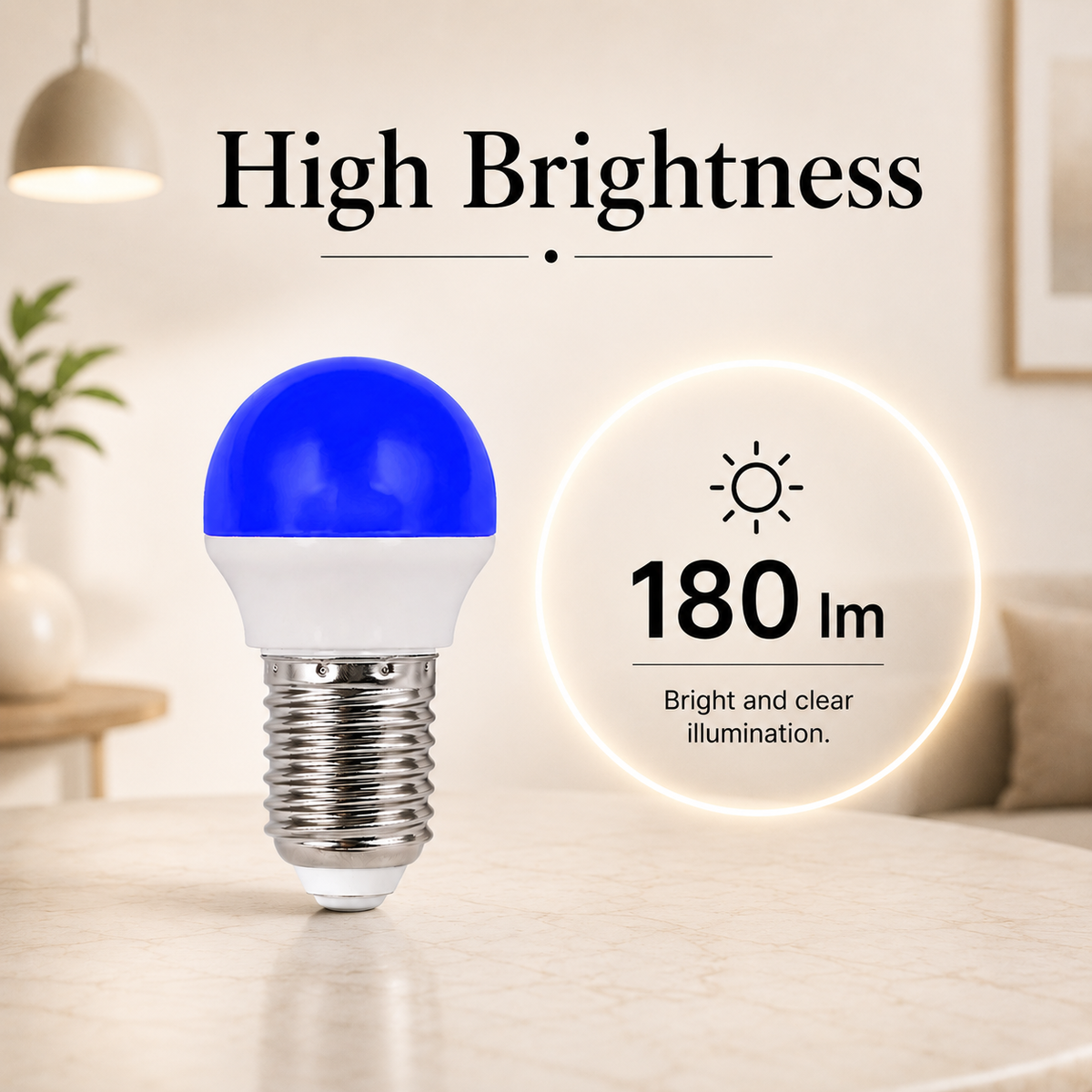 Bec LED G45 E27, albastru, 2 W, 180 lm, 220 V