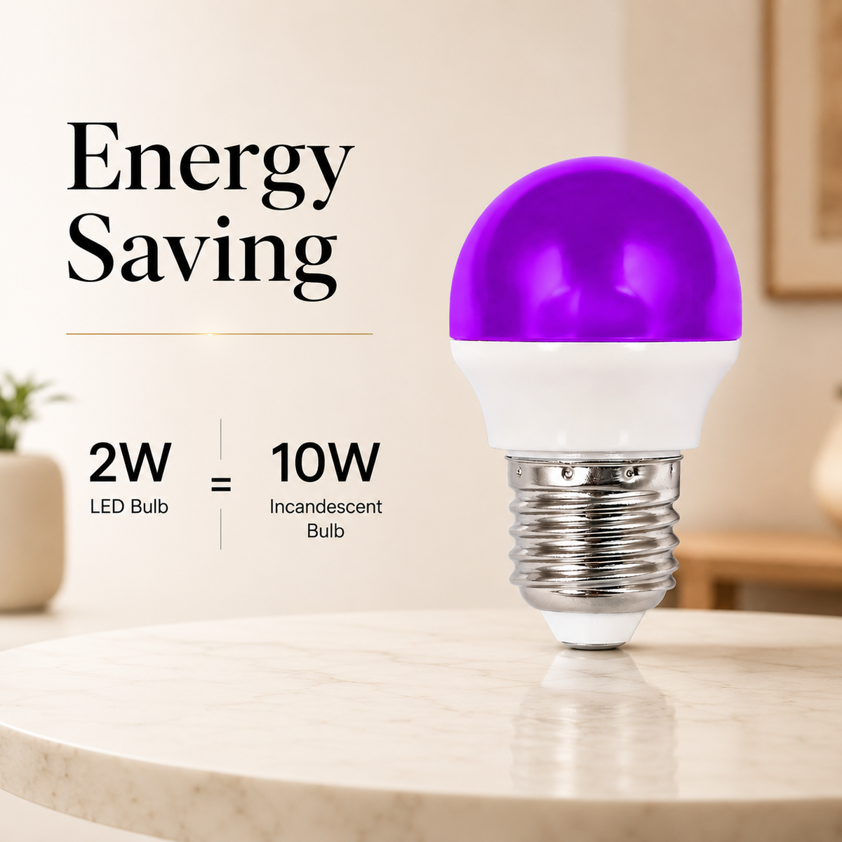 Bec LED G45 E27, 2 W, 180 lm, violet, 220 V