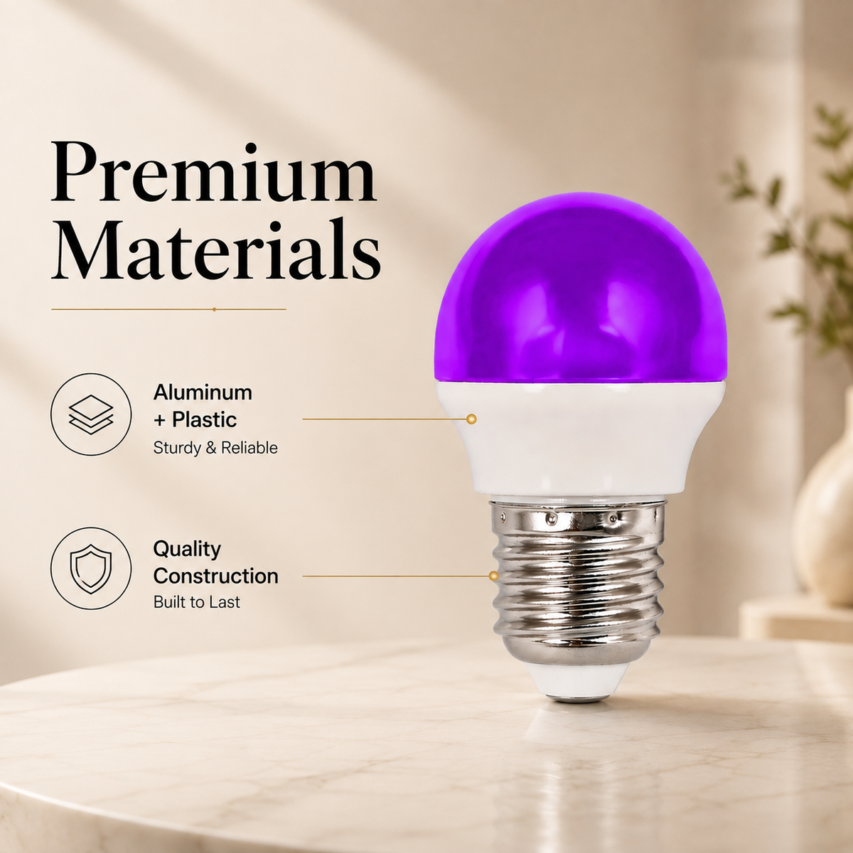 Bec LED G45 E27, 2 W, 180 lm, violet, 220 V