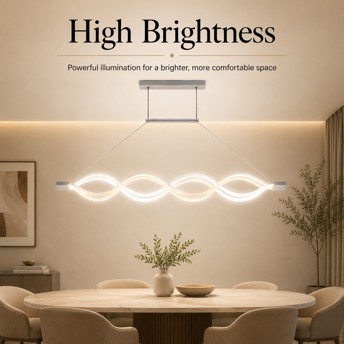 Plafonieră LED albă dimabilă Wi-Fi cu telecomandă, 152 W, 7500 lm