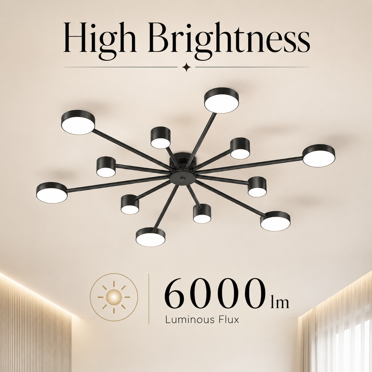 Plafonieră LED neagră Ø100 cm, dimabilă, cu Wi-Fi și telecomandă
