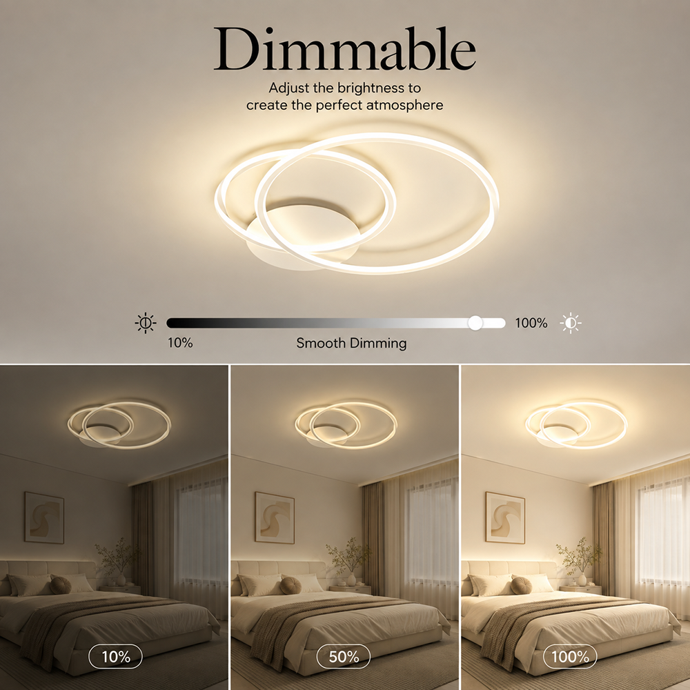 Plafonieră LED albă, dimabilă, Wi-Fi și telecomandă, 8000 lm, 50 cm