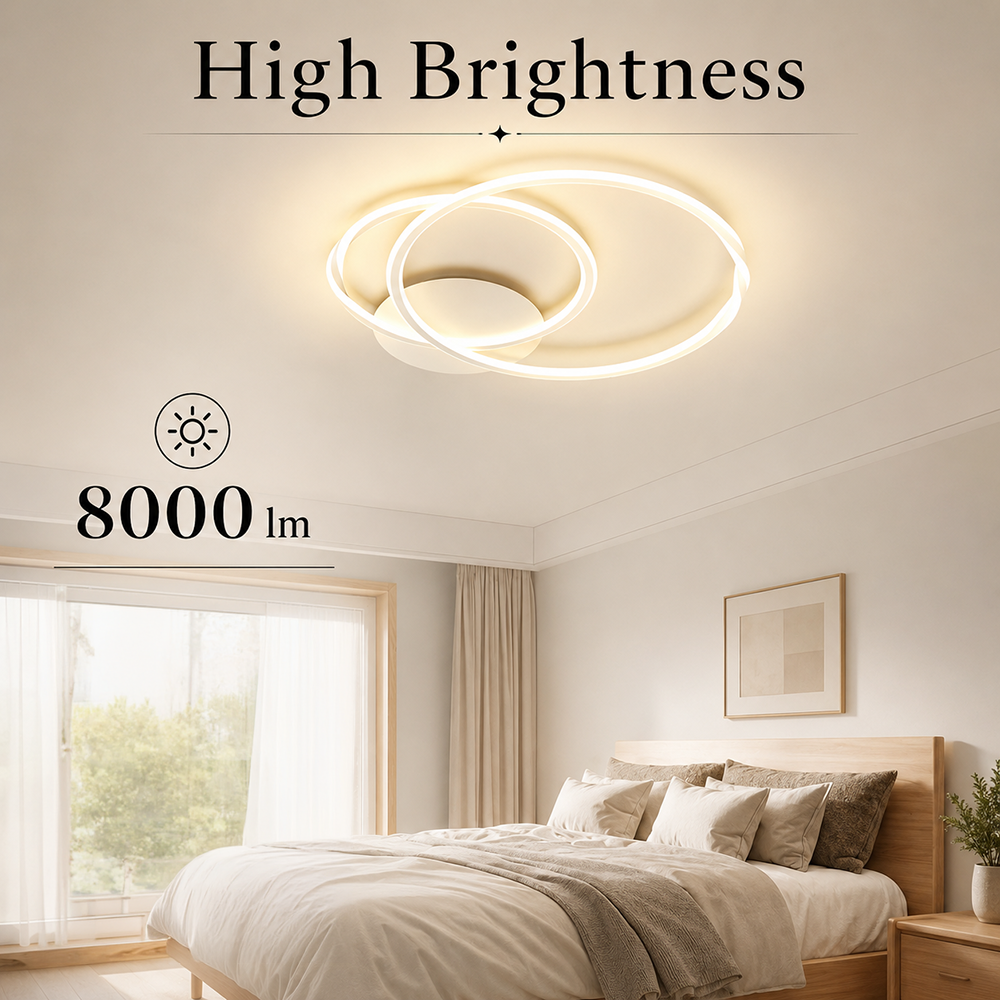 Plafonieră LED albă, dimabilă, Wi-Fi și telecomandă, 8000 lm, 50 cm