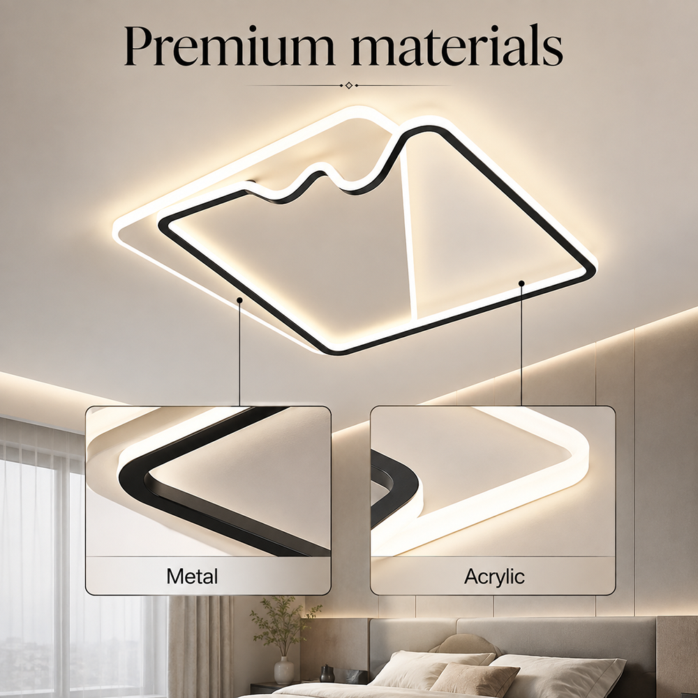 Plafonieră LED neagră, 52 cm, dimabilă, Wi-Fi, telecomandă, 3 culori de lumină
