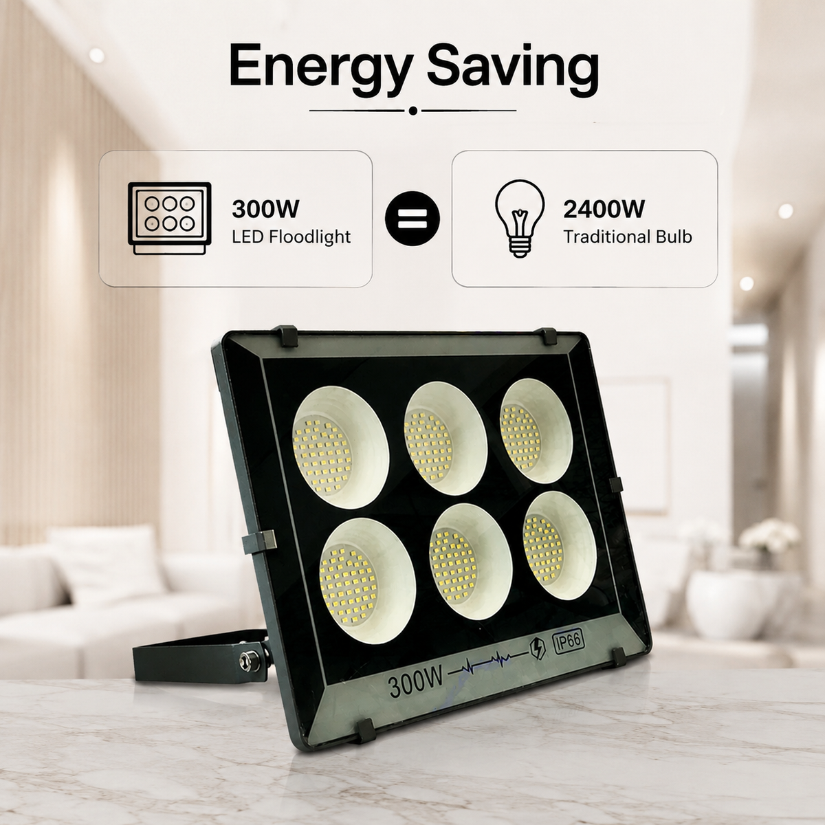 Proiector LED KMTL 300 W, 24.000 lm, lumină rece, pentru exterior