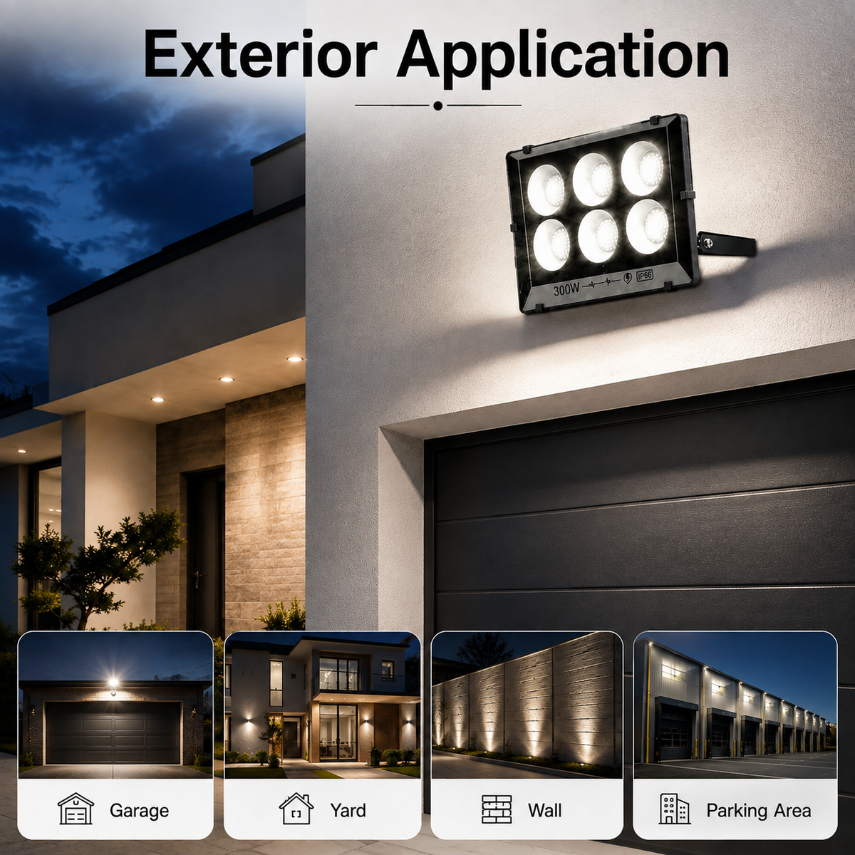 Proiector LED KMTL 300 W, 24.000 lm, lumină rece, pentru exterior
