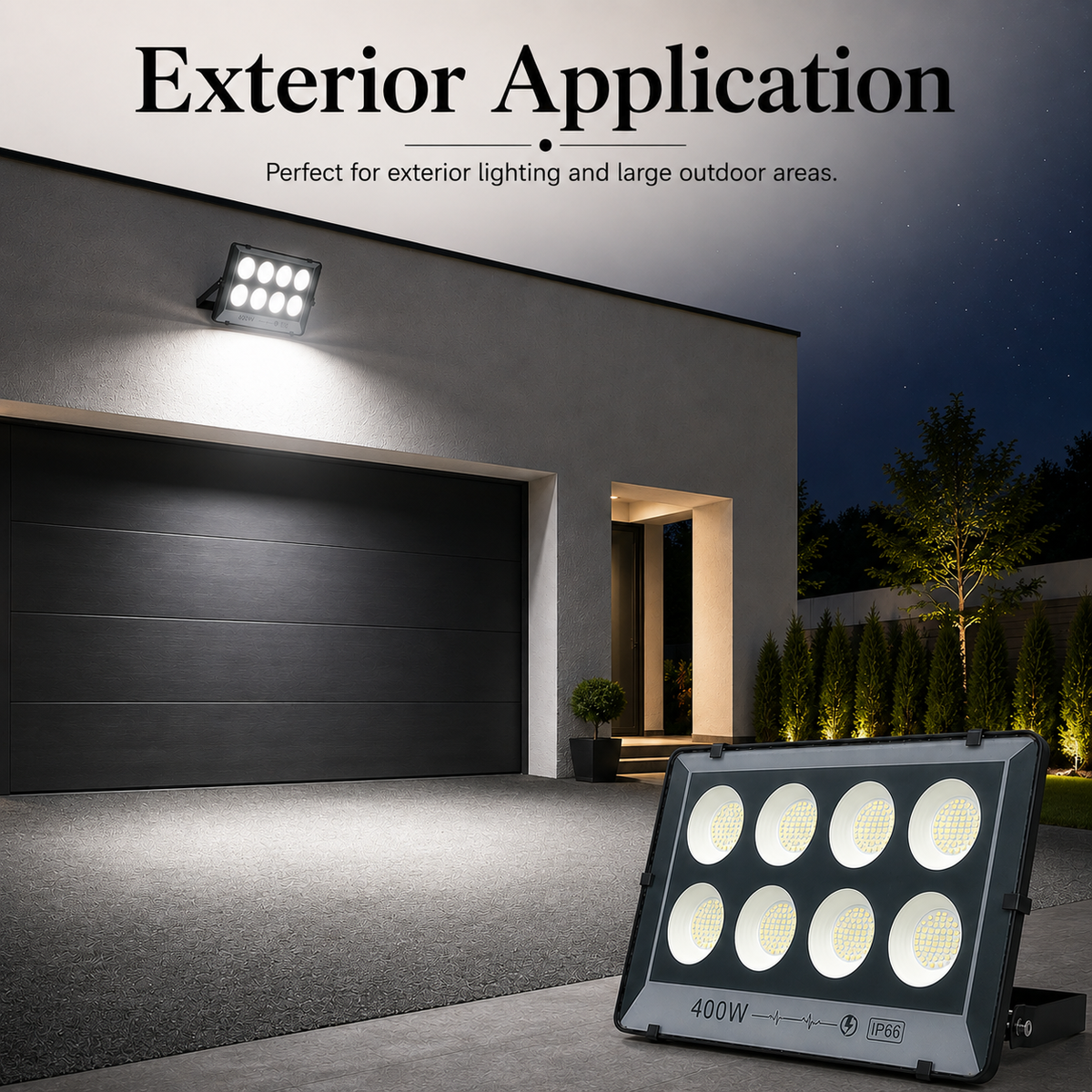 Proiector LED exterior 400 W, 32.000 lm, lumină albă rece, 220 V