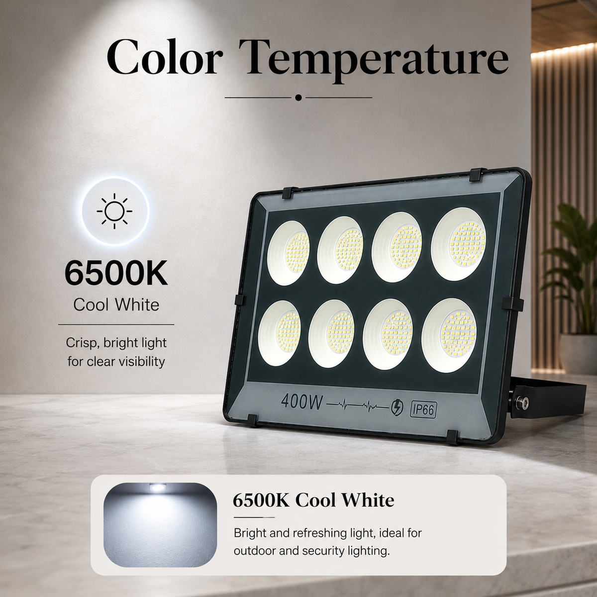 Proiector LED exterior 400 W, 32.000 lm, lumină albă rece, 220 V