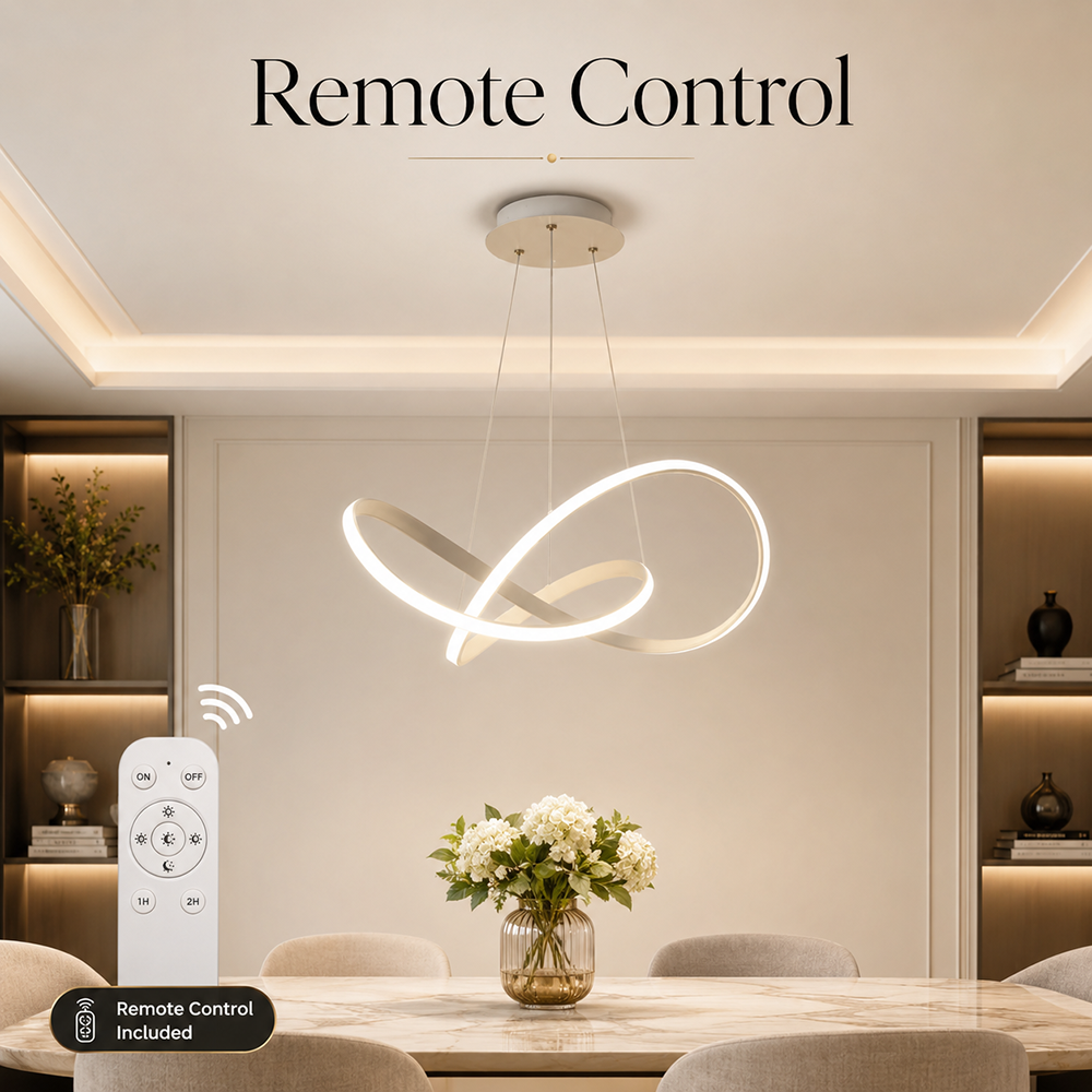 Pendul LED INFINITY alb, cu telecomandă, intensitate și culoare reglabile