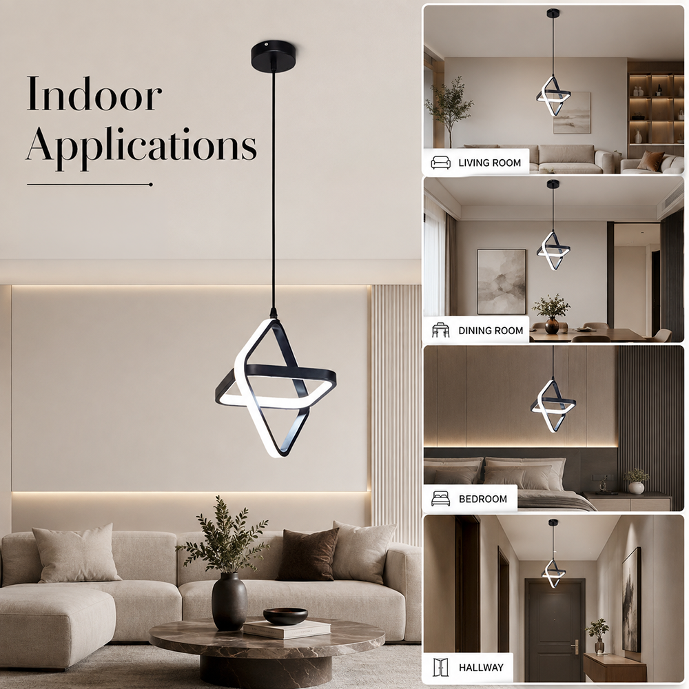 Suspended Chandelier Led Serapha Black 2 Circle 23W