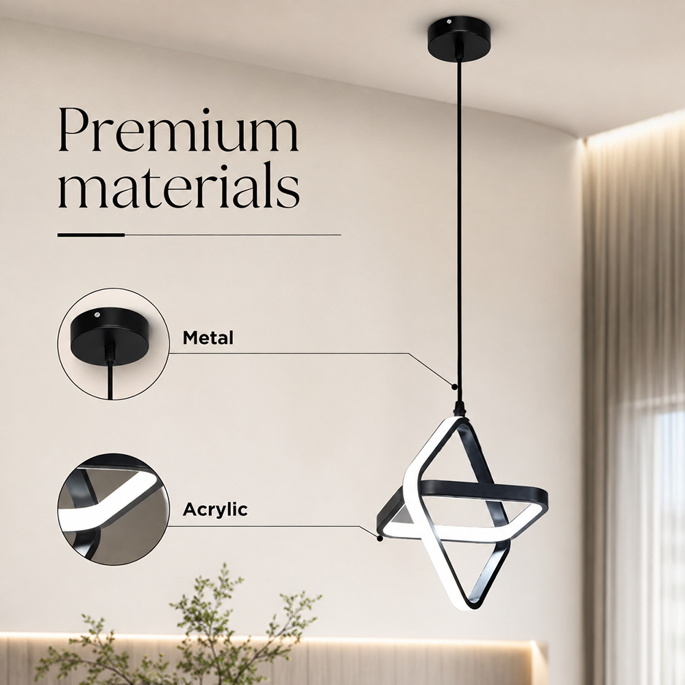 Suspended Chandelier Led Serapha Black 2 Circle 23W