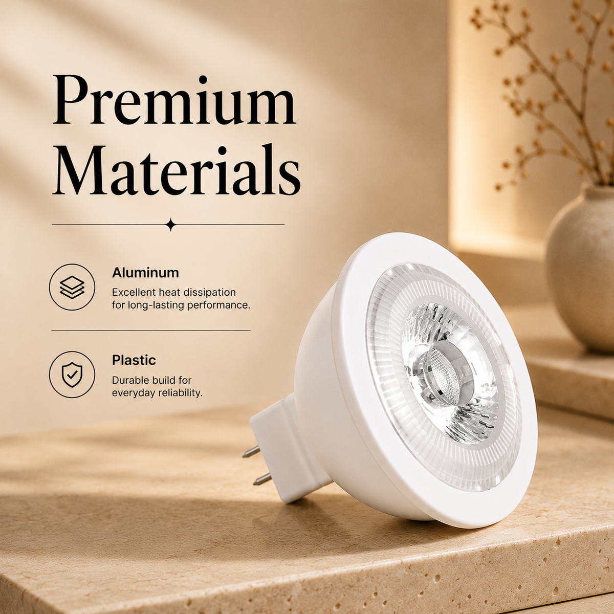 Bec LED MR16, 5 W, 400 lm, 3000 K, lumină albă caldă