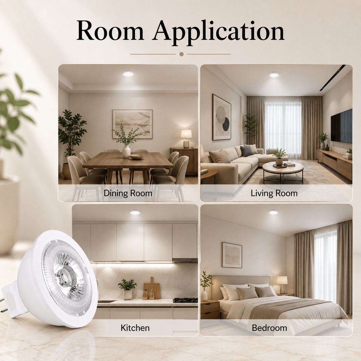 Bec LED MR16, 5 W, 6500 K, 420 lm, lumină rece