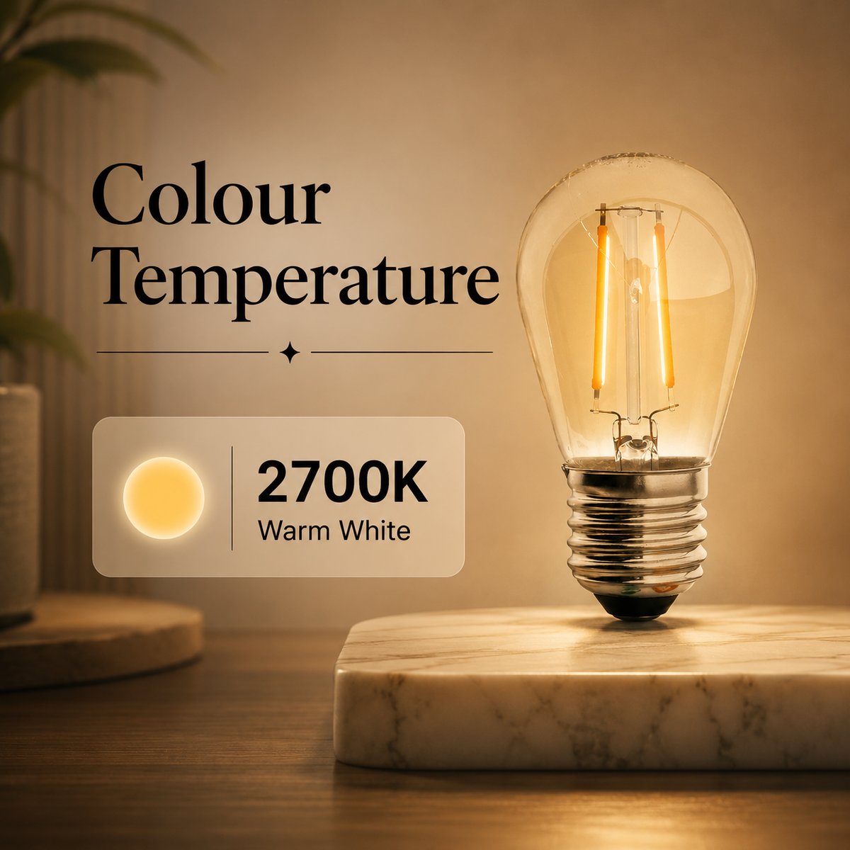 Bec LED cu filament S45FC, E27, dimabil, 4 W, 2700 K, lumină caldă