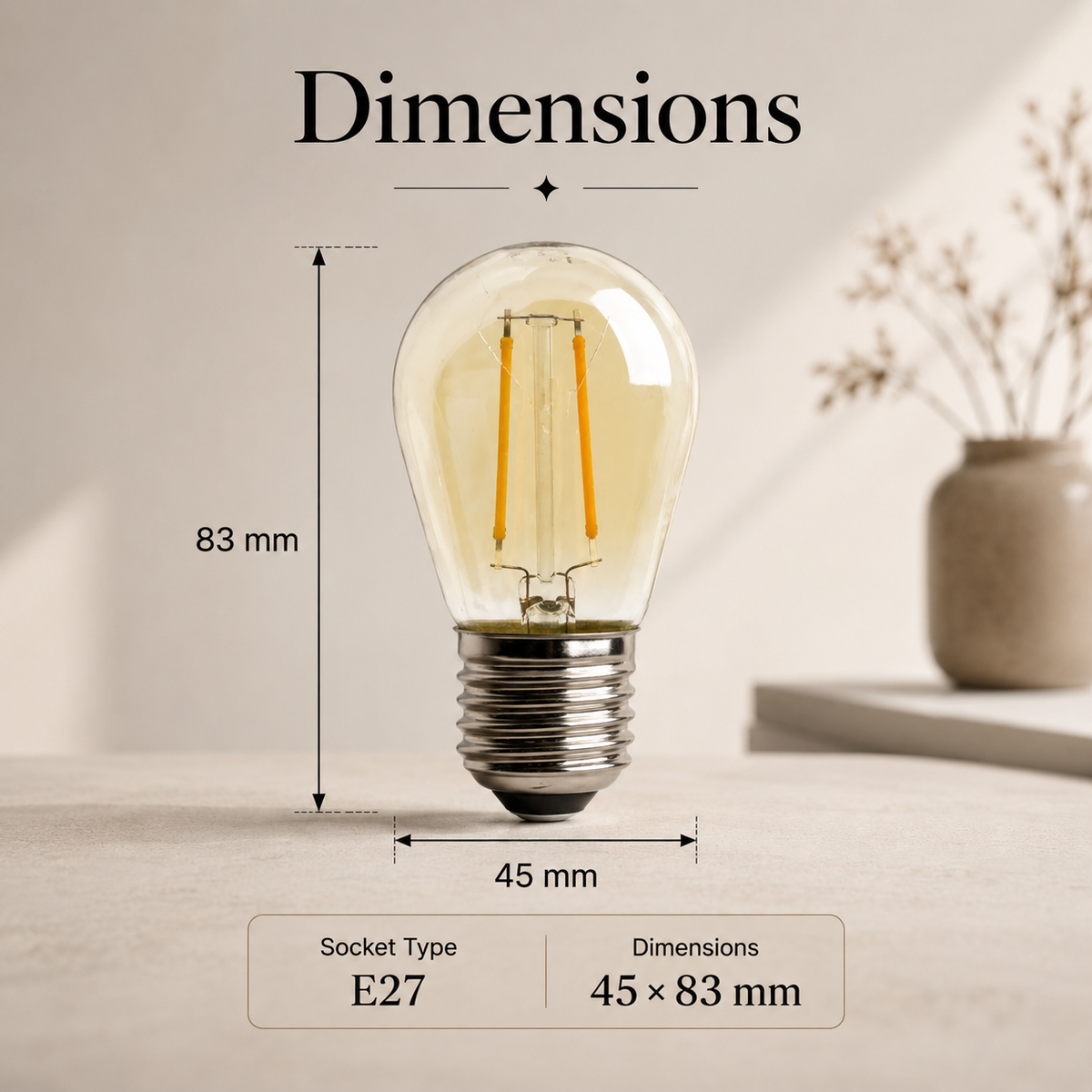 Bec LED cu filament S45FC, E27, dimabil, 4 W, 2700 K, lumină caldă