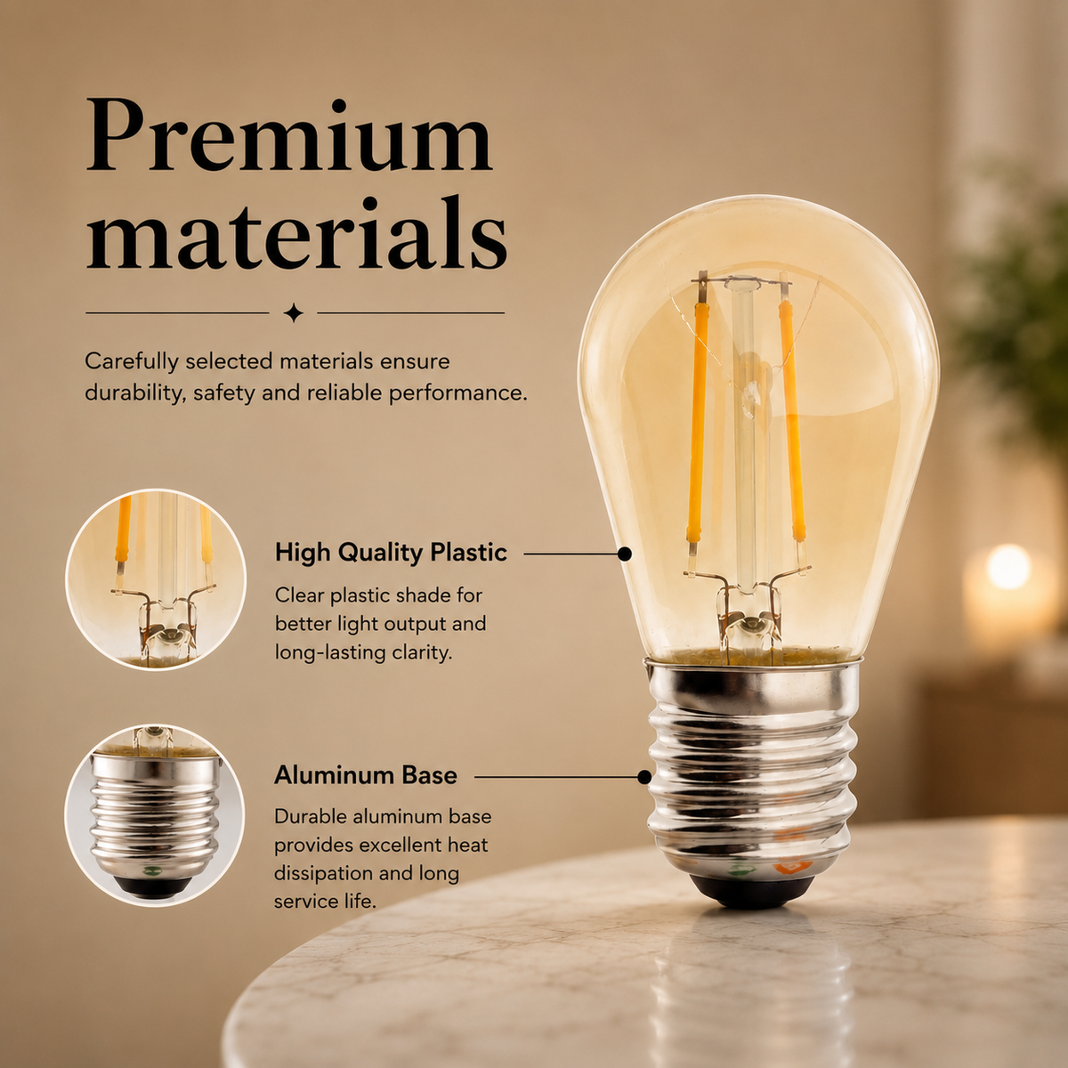 Bec LED cu filament S45FC, E27, dimabil, 4 W, 2700 K, lumină caldă