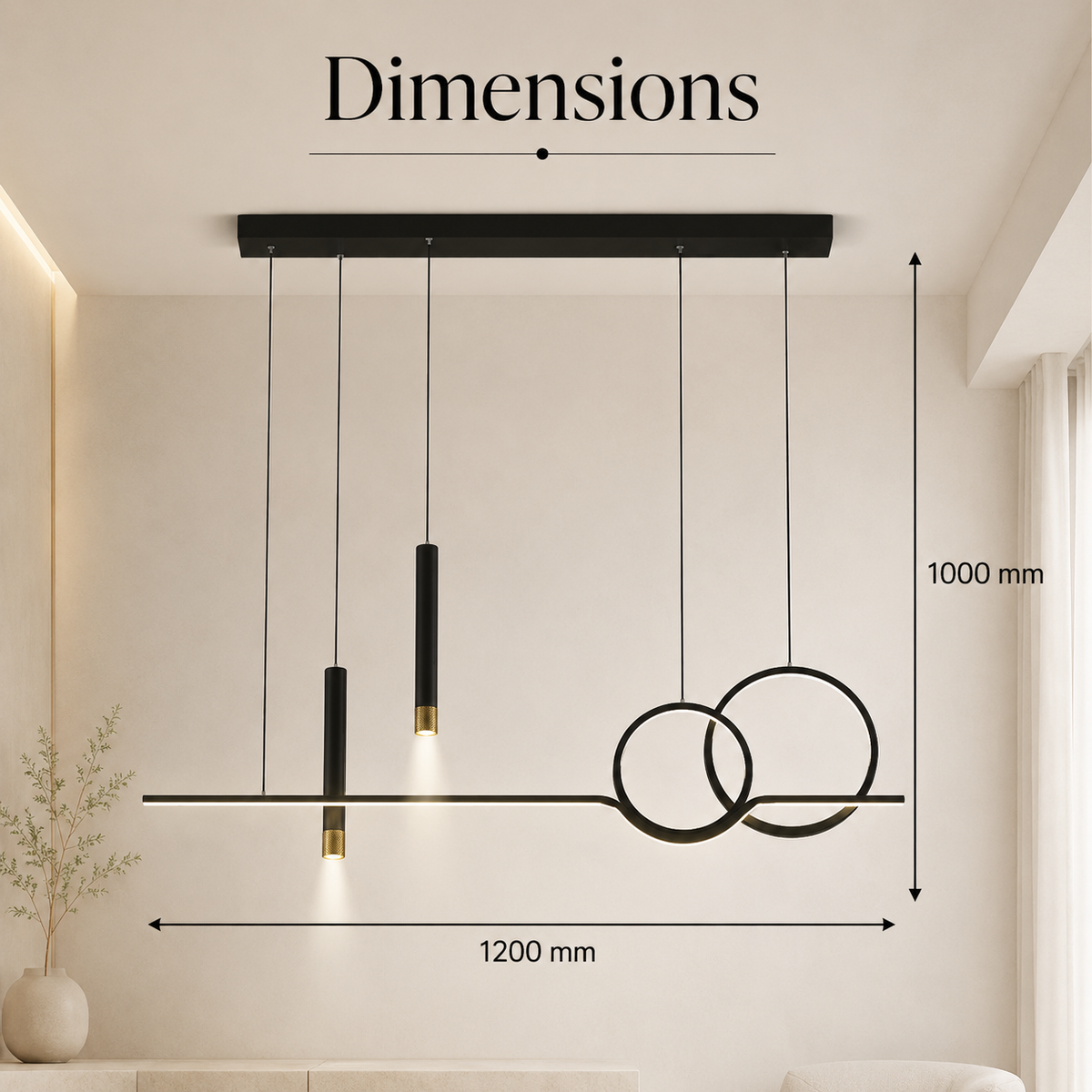 Plafonieră LED 98 W, 1750 lm, Wi-Fi, dimabilă, 3 temperaturi, neagră