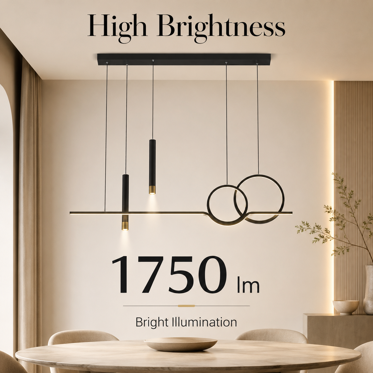 Plafonieră LED 98 W, 1750 lm, Wi-Fi, dimabilă, 3 temperaturi, neagră