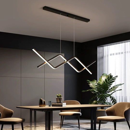 Pendul LED negru cu telecomandă, intensitate reglabilă și 3 culori de lumină