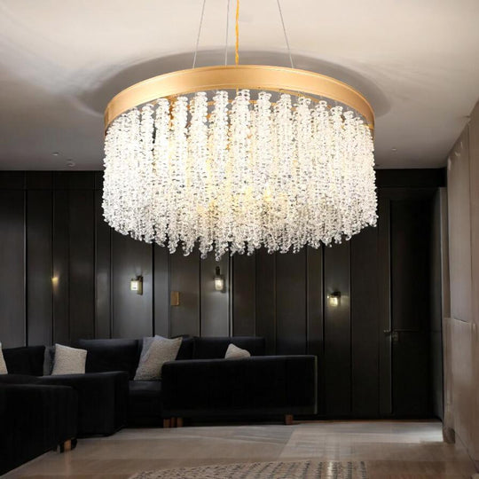 Candelabru LED de tavan cu cristale, auriu, 40 cm