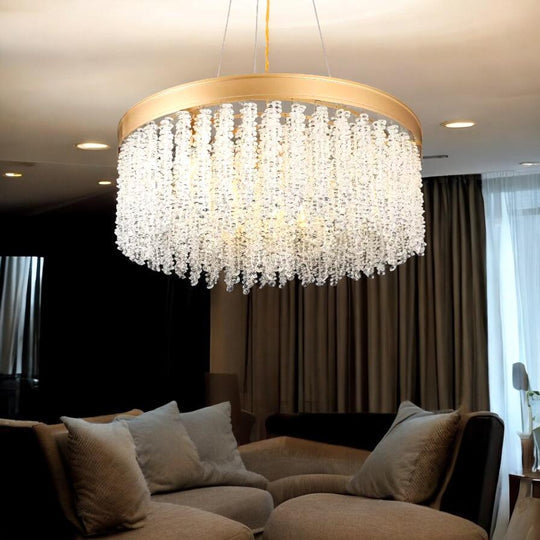 Candelabru LED din cristal, auriu, Ø 60 cm