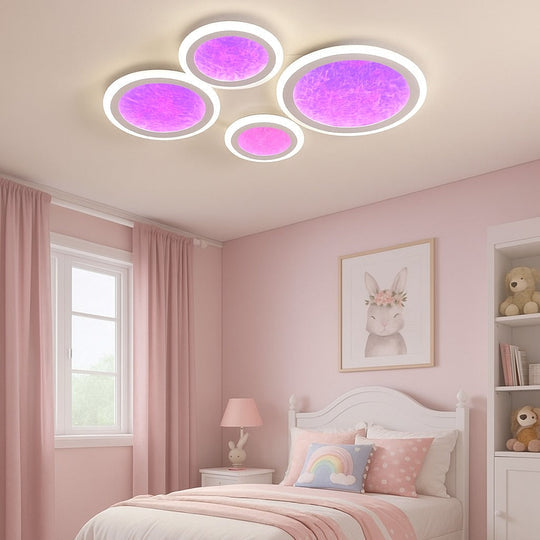 Plafonieră LED SIERA cu 4 inele, RGB, telecomandă, 3 culori de lumină