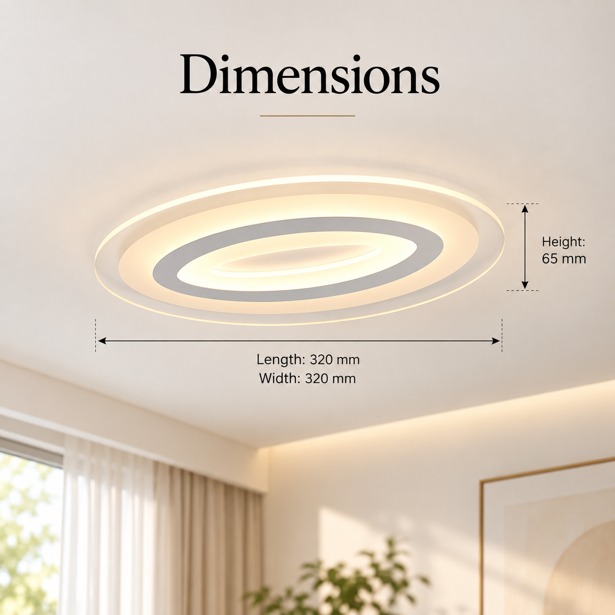 Plafonieră LED 100 W, dimabilă, Wi-Fi și telecomandă, 32 cm, albă