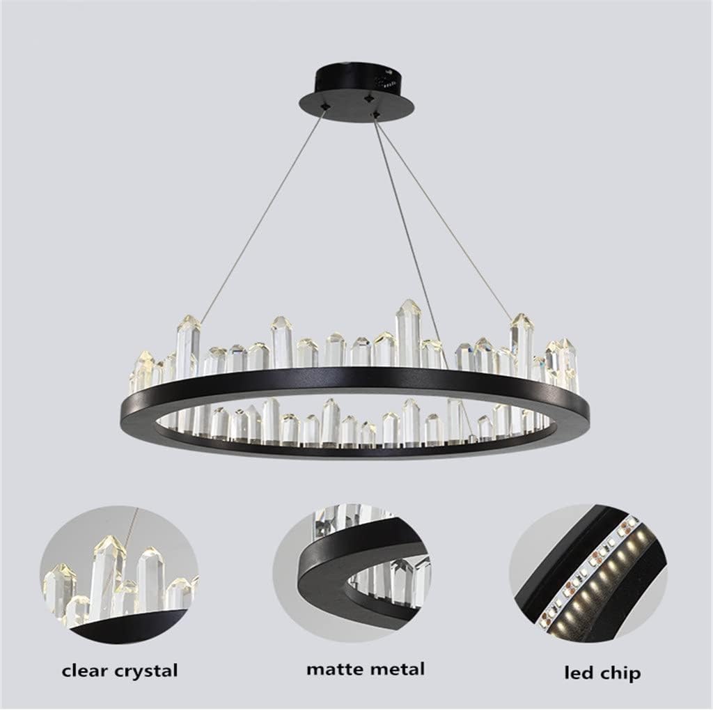 Plafonieră LED neagră cu cristale 60 cm, WiFi, dimabilă, 3 culori