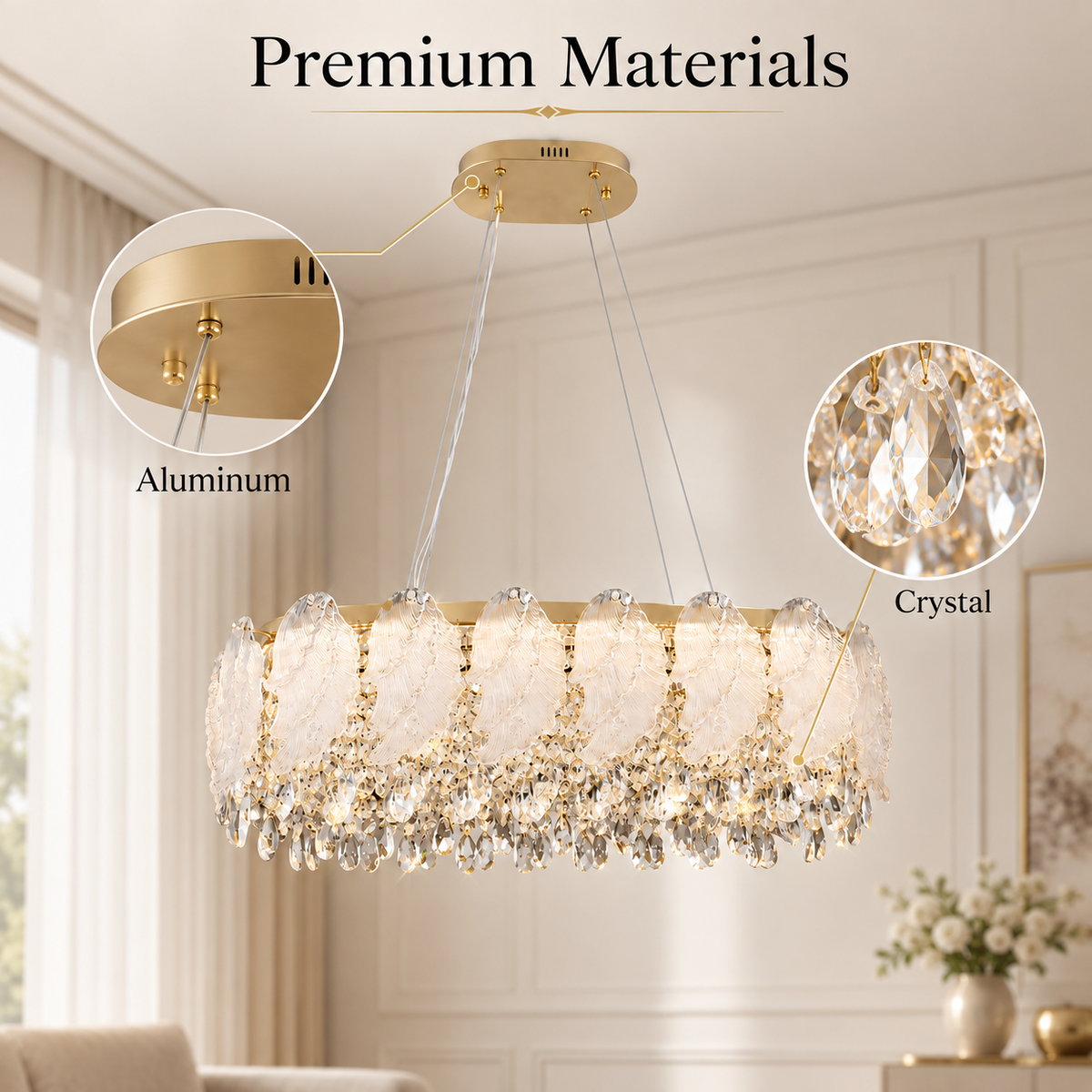 Plafonieră LED din cristal, Ø60 cm, 95 W, 3 culori de lumină