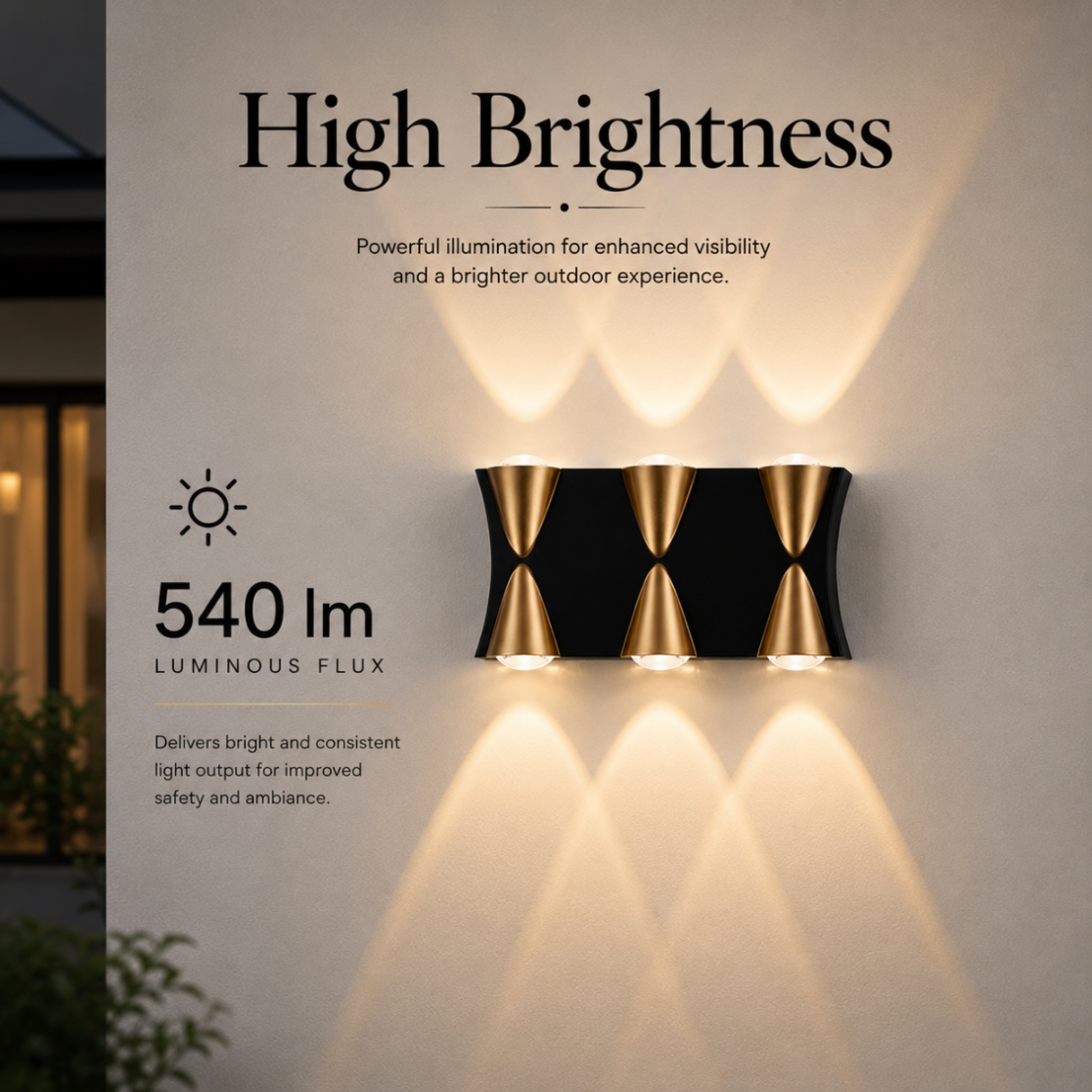 Aplică LED de exterior, 45 cm, 6 W, IP65, 3 temperaturi de culoare, alb