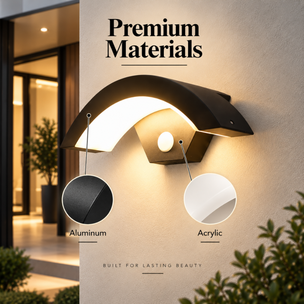 Aplică LED exterior albă, 9 W, senzor de mișcare, 3 nuanțe, 30 cm