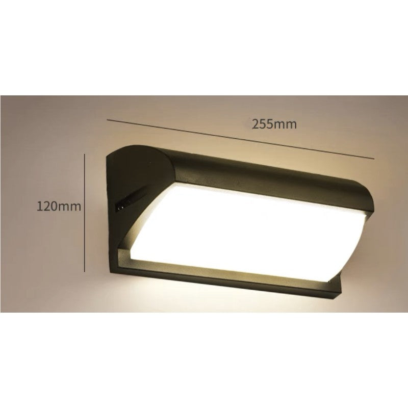 Aplică LED de exterior, 12 W, 3000 K, aluminiu și acril, 220 V, nedimabilă