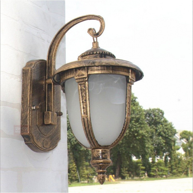 Aplică de perete exterior tip felinar, E27, aluminiu și sticlă, 35 cm