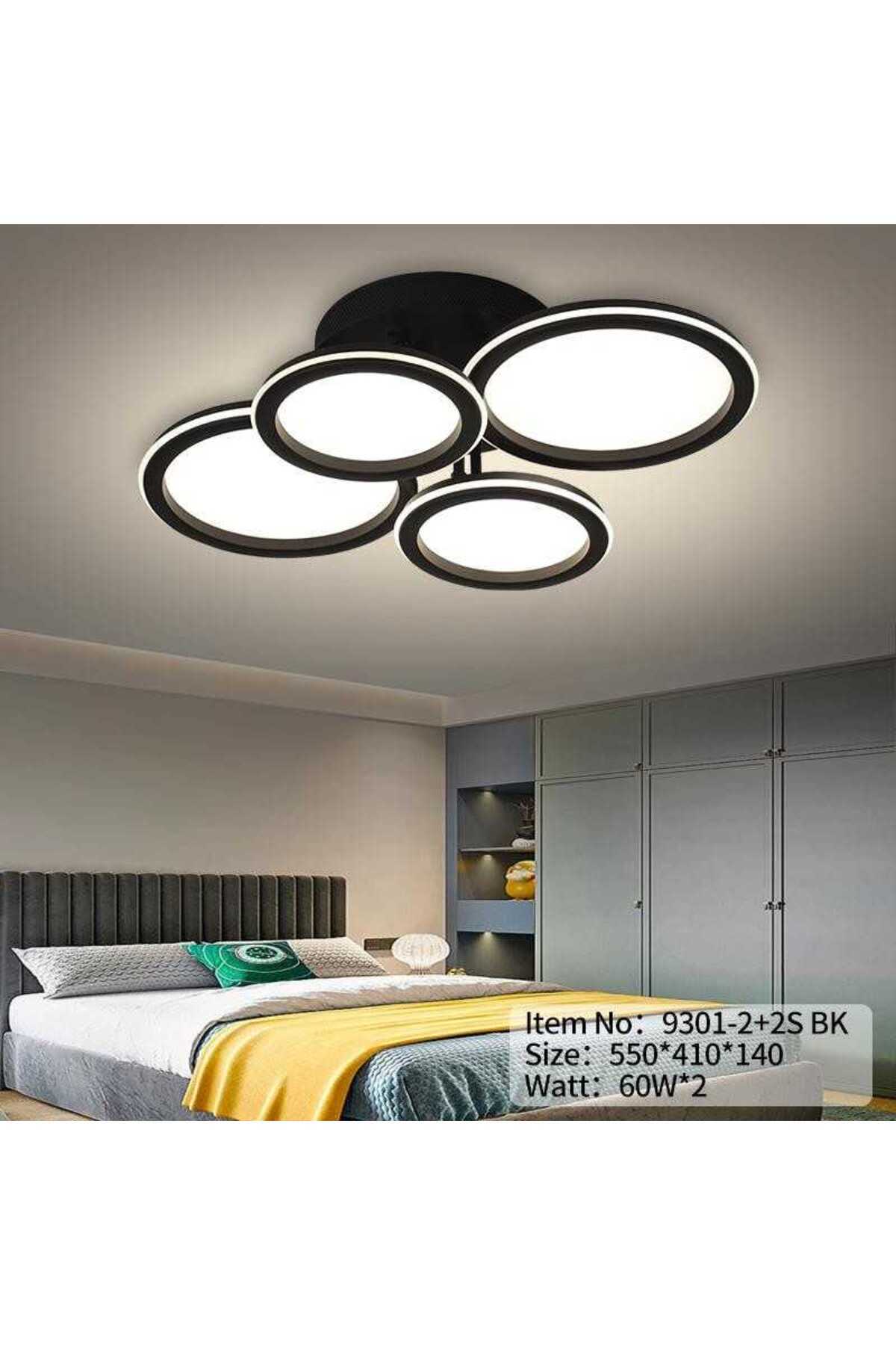 Plafonieră LED neagră 55 cm, 120 W, dimabilă, WiFi și telecomandă