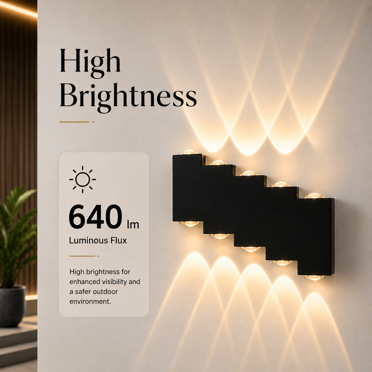 Aplică LED de exterior IP65, 8 W, 640 lm, 3 temperaturi de culoare, alb