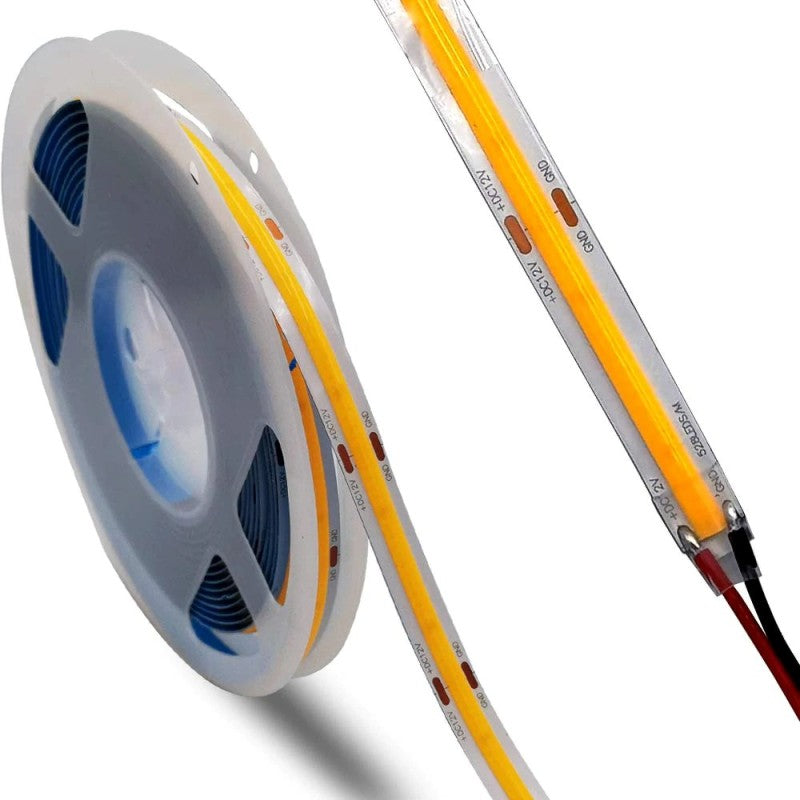 Bandă LED COB 12 V, 3000 K, lumină caldă, pentru interior