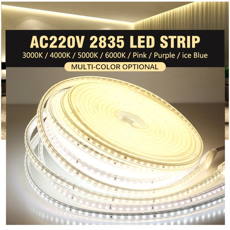 Bandă LED SMD 2835, 120 LED/m, 220 V, 6500 K, pentru interior