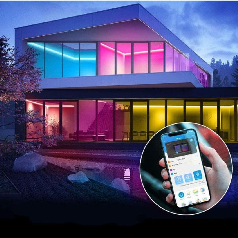 Bandă LED RGB digitală 220 V 5252/24D, cu telecomandă și aplicație