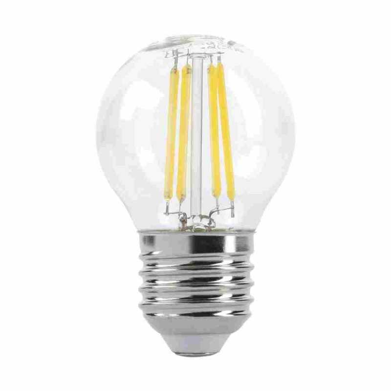 Bec LED G45 E27, 2 W, 2200 K, lumină albă caldă