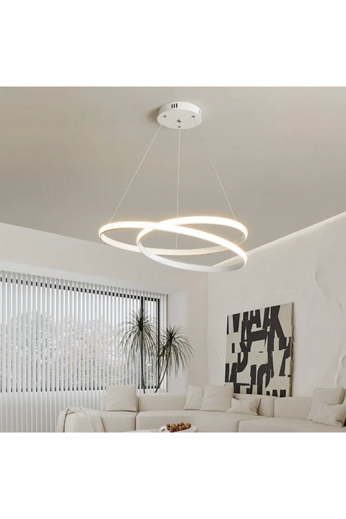 Lustră LED suspendată albă, 120 W, dimabilă, cu telecomandă