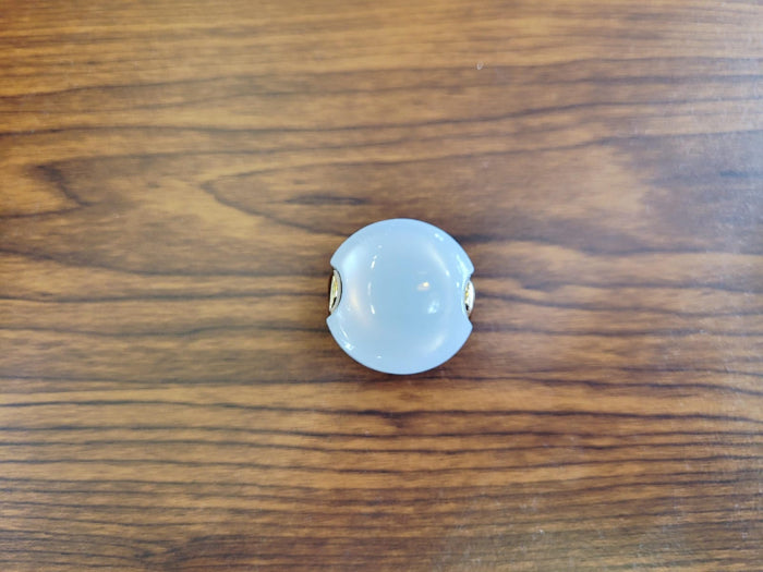 Buton Mobilă Rotund DK002 din Plastic Premium, Auriu cu Insert Decorativ Alb, Formă Rotundă