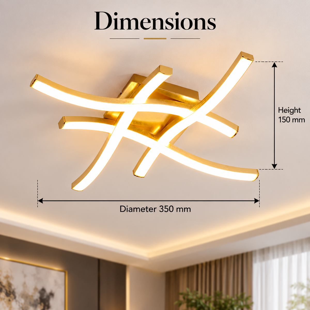 Plafonieră LED rotundă aurie, Ø35 cm, 28 W, 3 culori de lumină