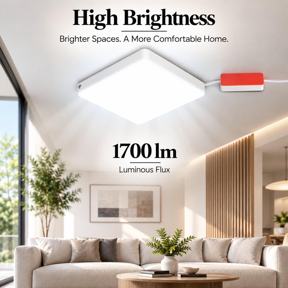 Aplică LED pătrată FSP830S, 18 W, 1700 lm, 6500 K, 220 V