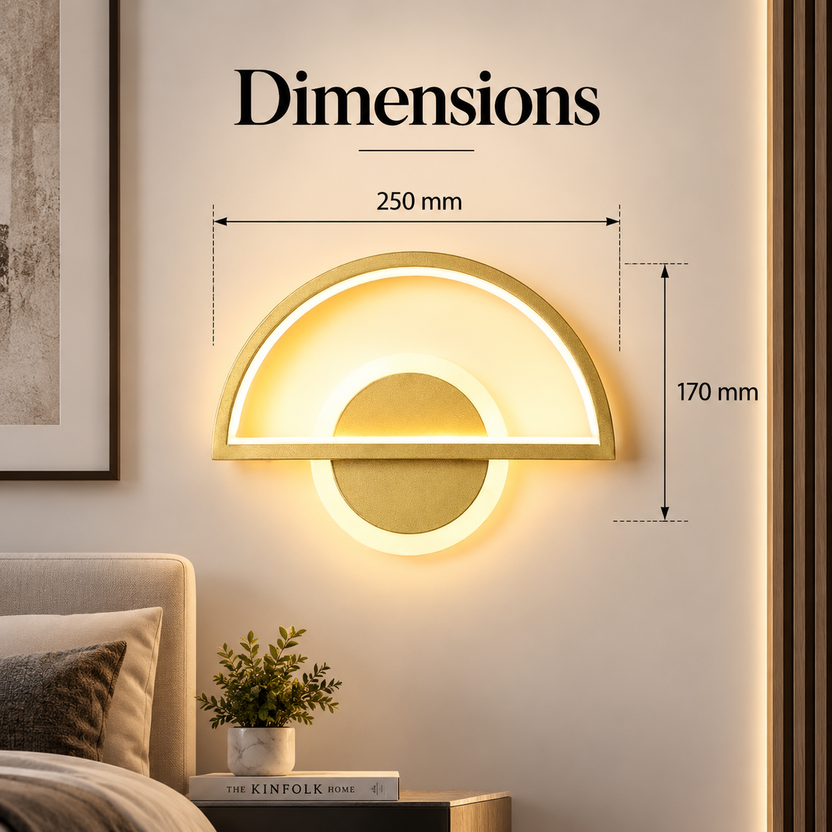 Aplică LED de perete aurie, 34 W, 3 culori, 25 × 25 × 17 cm