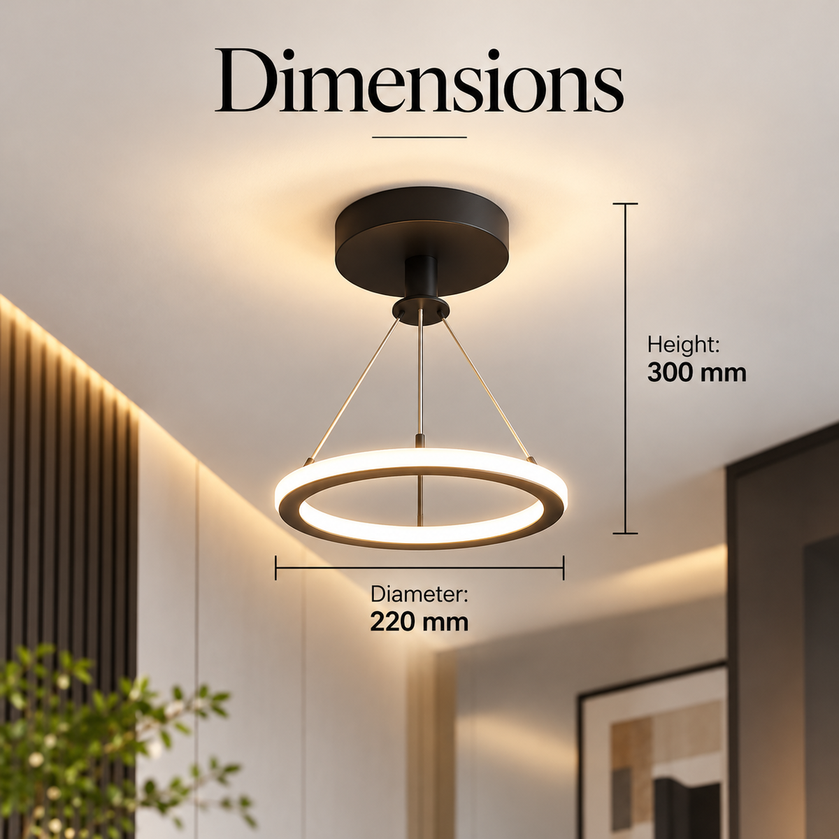 Plafonieră LED neagră, 27 W, Ø22 cm, 1200 lm, 3 funcții de iluminare