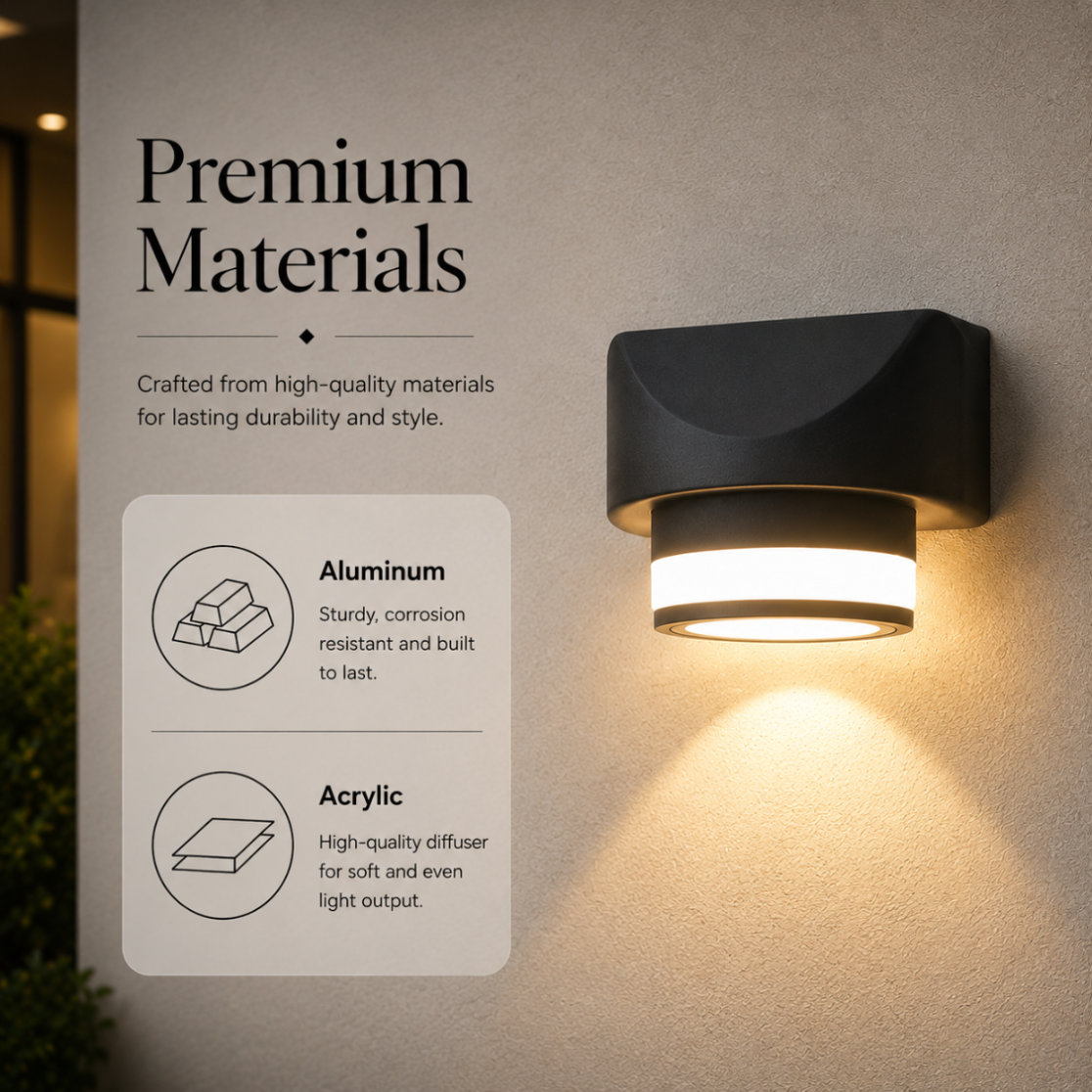 Aplică LED de exterior, albă, IP65, 7 W, 3 temperaturi de culoare, 12 cm