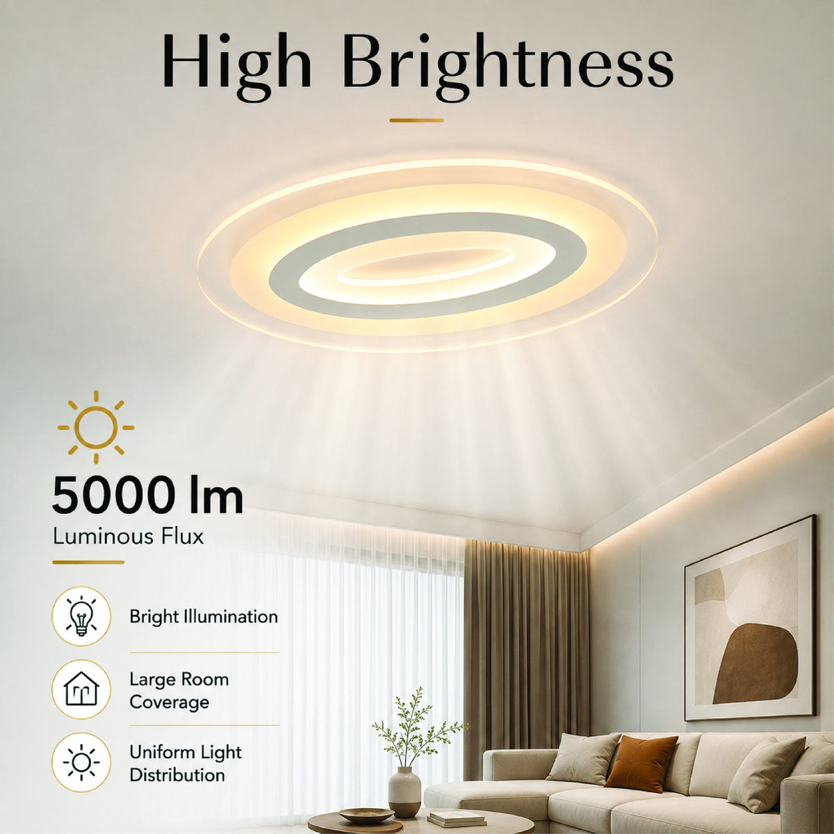 Plafonieră LED 100 W, dimabilă, Wi-Fi și telecomandă, 32 cm, albă