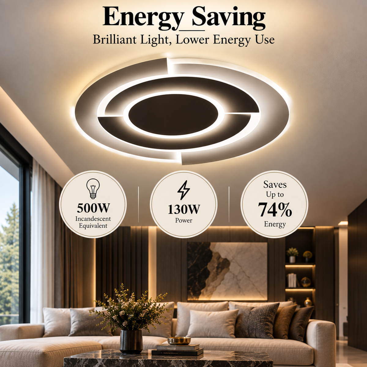 Plafonieră LED 130 W, dimabilă, Wi-Fi, telecomandă, 3 temperaturi de culoare