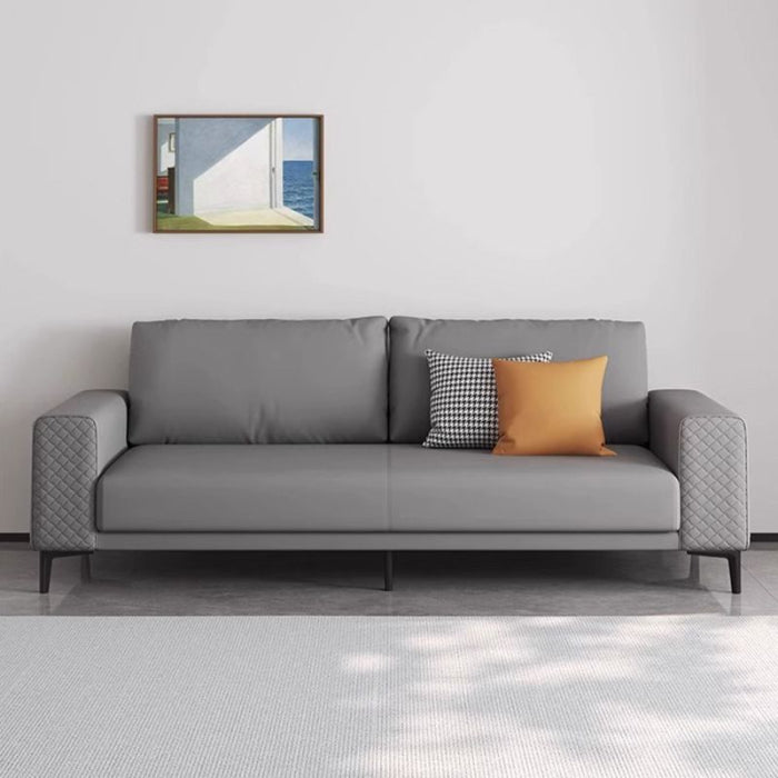 Canapea 2306 piele ecologică gri, design modern cu cotiere matlasate, 220 cm